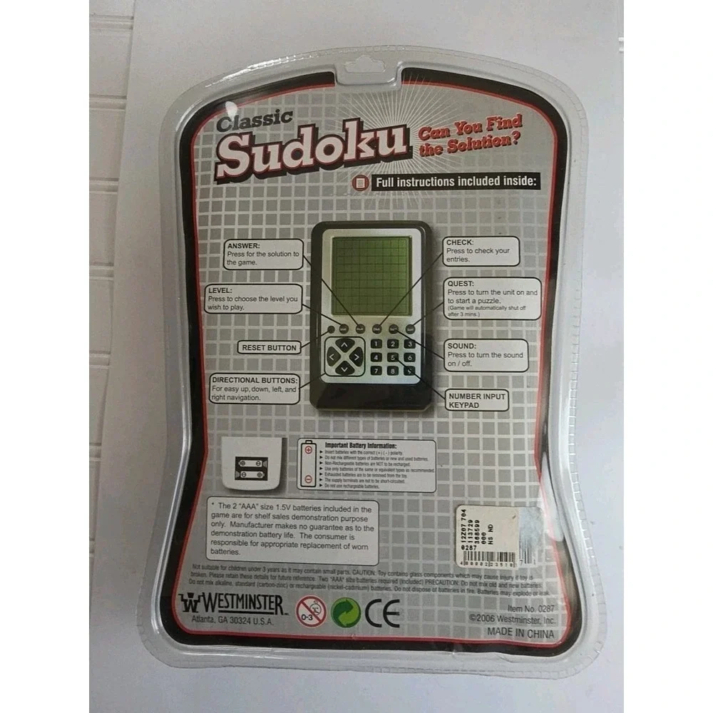 SUDOKU Pocket Electronic Game Puzzle Book Travel Edition‎ 360 Puzzles NEW SEALED